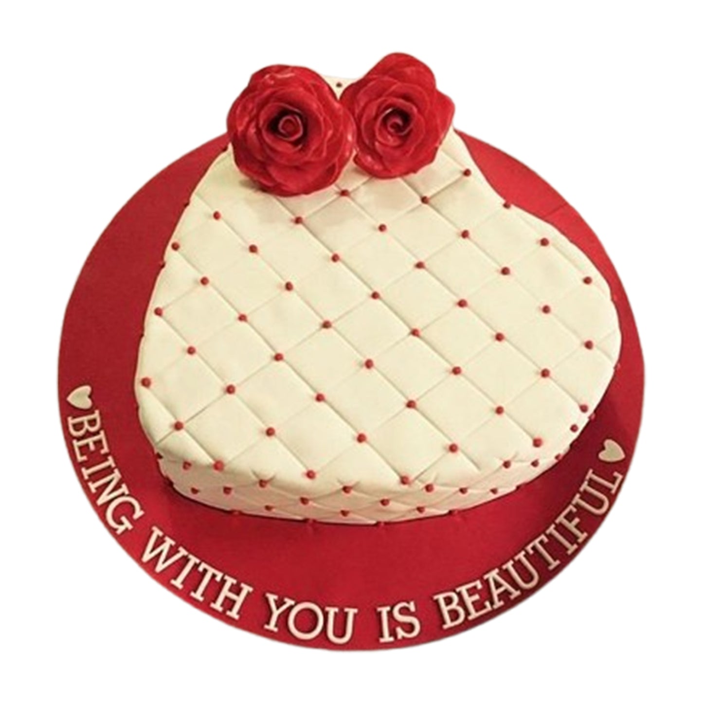 Heart-shaped cake symbolizing love, ideal for romantic occasions like Valentine's Day, anniversaries, or weddings