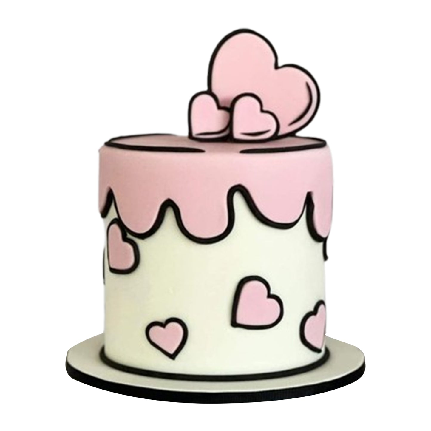 Heart-shaped cake offered in a variety of flavors, from classic vanilla, chocolate, and strawberry to exotic red velvet, lemon, and coffee