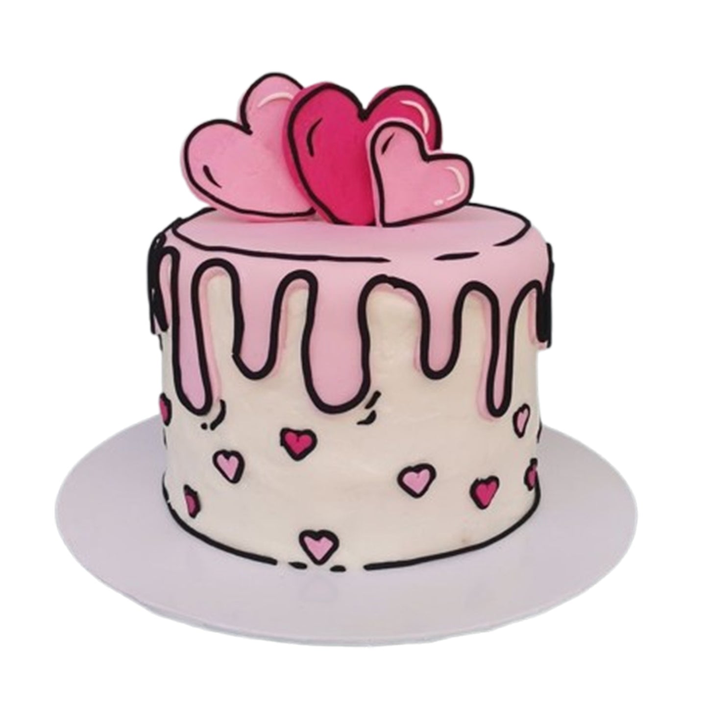 Freshly baked heart-shaped cake in delightful flavors like raspberry, coconut, almond, and matcha, available with free delivery