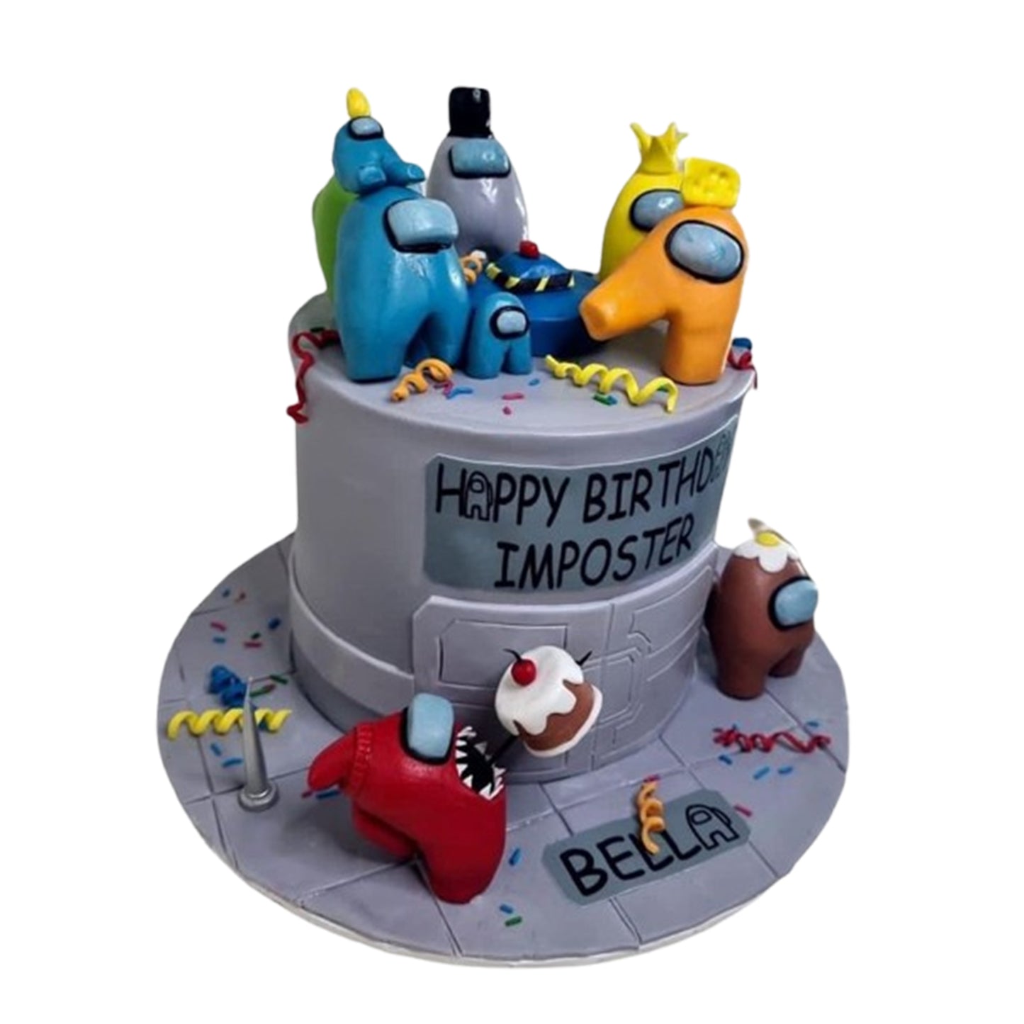 Sleek Among Us cake with fondant and buttercream finish