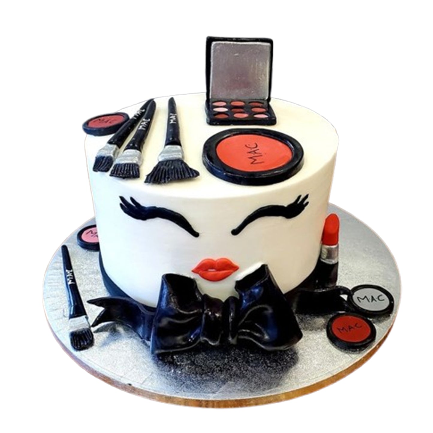 Designer-inspired cake with leather-like texture, resembling a high-end makeup bag