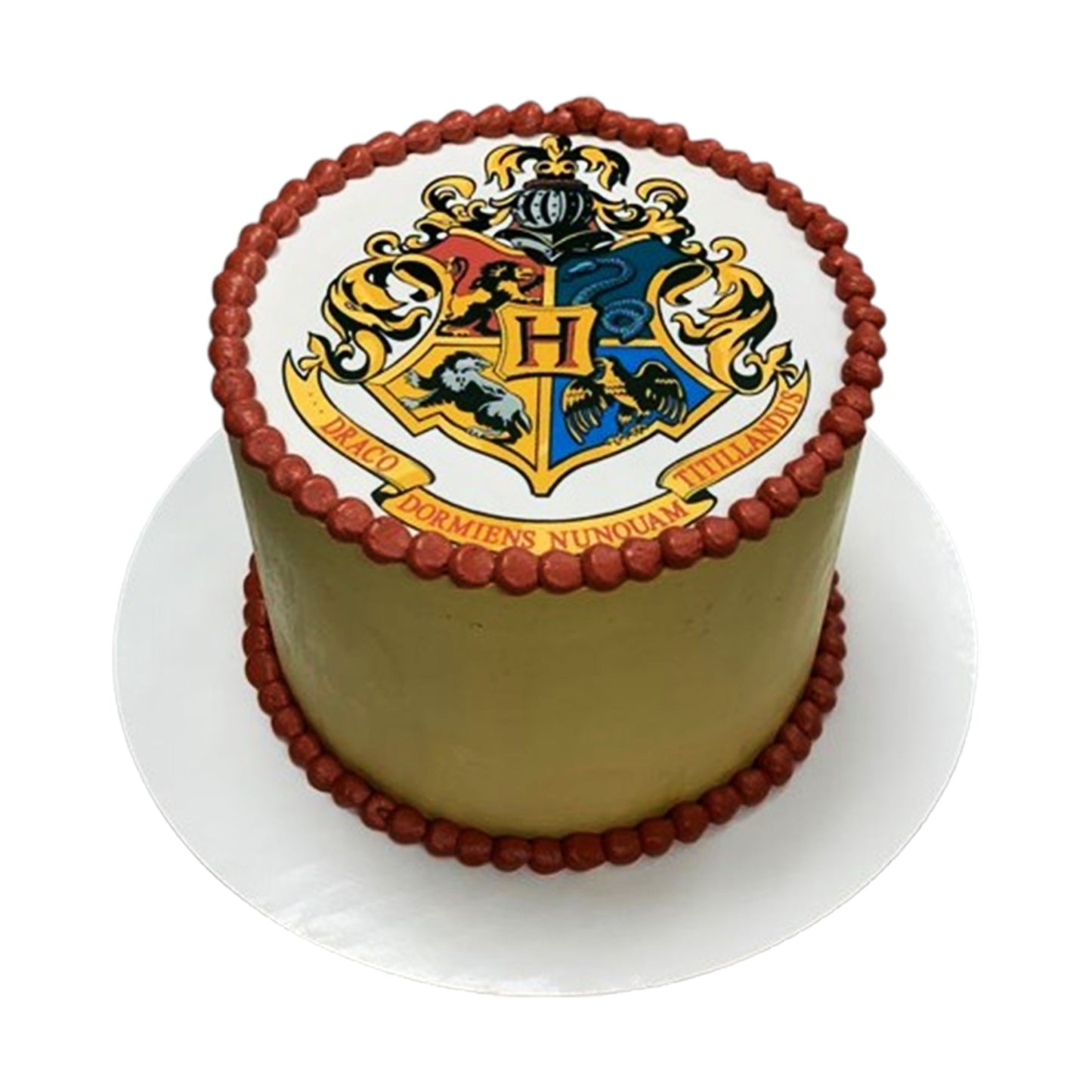 Harry Potter cake with Marauder’s Map edible design and “I solemnly swear I am up to no good” inscription on the top layer