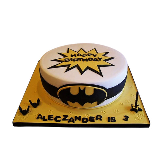 Batman Cake V10 - festive Batman-themed birthday cake with party decorations and stars