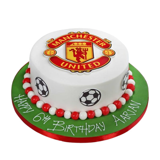 Football-themed cake decorated with edible fondant replicas of prestigious trophies like the Premier League, FA Cup, and Champions League