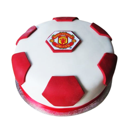 Tiered Manchester United history cake with each fondant layer celebrating a different iconic era of the club.