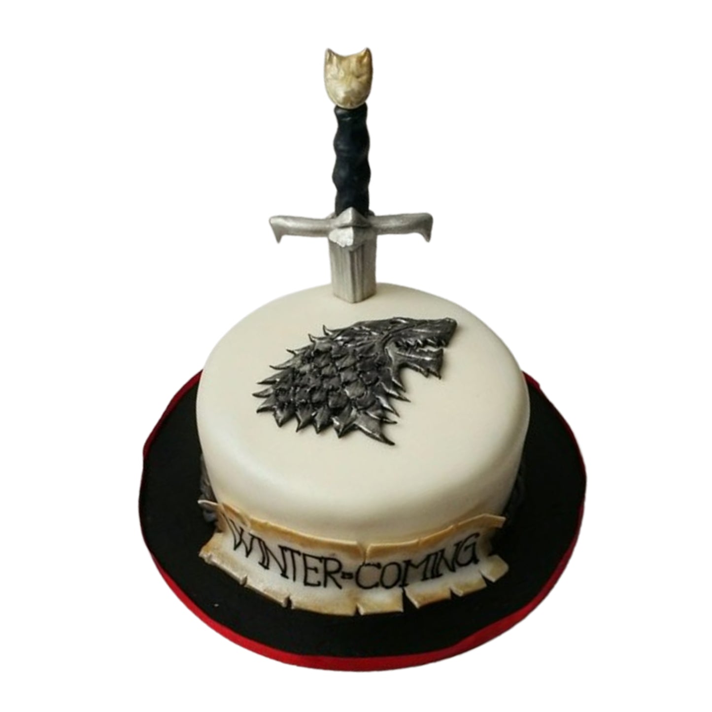 Game of Thrones Dothraki cake with tribal designs, rustic theme, and honey buttercream frosting.

