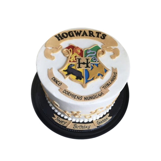 Harry Potter cake with Hogwarts crest, custom birthday design by The Cake Daddy

