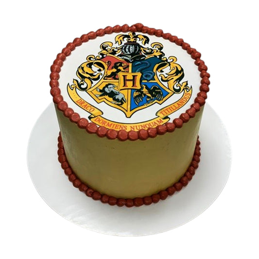 Harry Potter cake with Marauder’s Map edible design and “I solemnly swear I am up to no good” inscription on the top layer