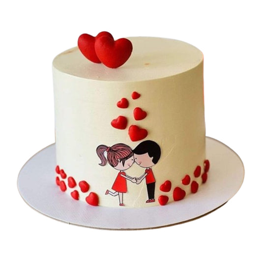Freshly baked heart-shaped cake infused with rich flavors like vanilla beans, cocoa powder, or fresh citrus zest, available with free delivery.