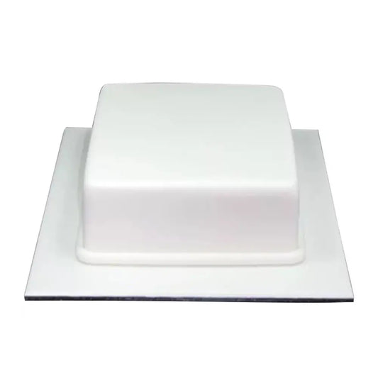 A pristine plain white cake with smooth icing